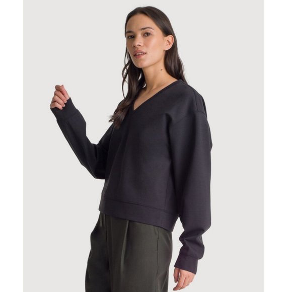 Kit and Ace Cashmere Stretch V-Neck Long Sleeve Sweater Oversized Sweatshirt 10 - Picture 1 of 9